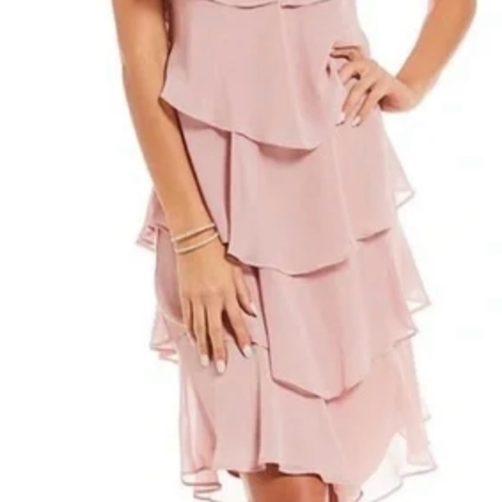 SLNY Blush Pink Capelet Dress *wedding season*